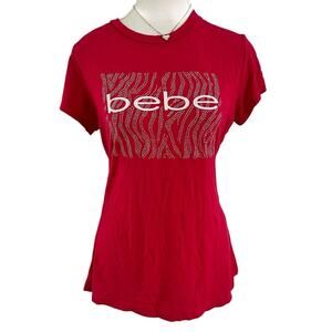 BeBe Rhinetsone Pink Baby Tee Full Length Size Women’s Large